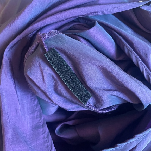 VTG Maralyce Ferree Purple Iridescent Hooded Maxi Windbreaker Coat M/L (XL) - Picture 9 of 13